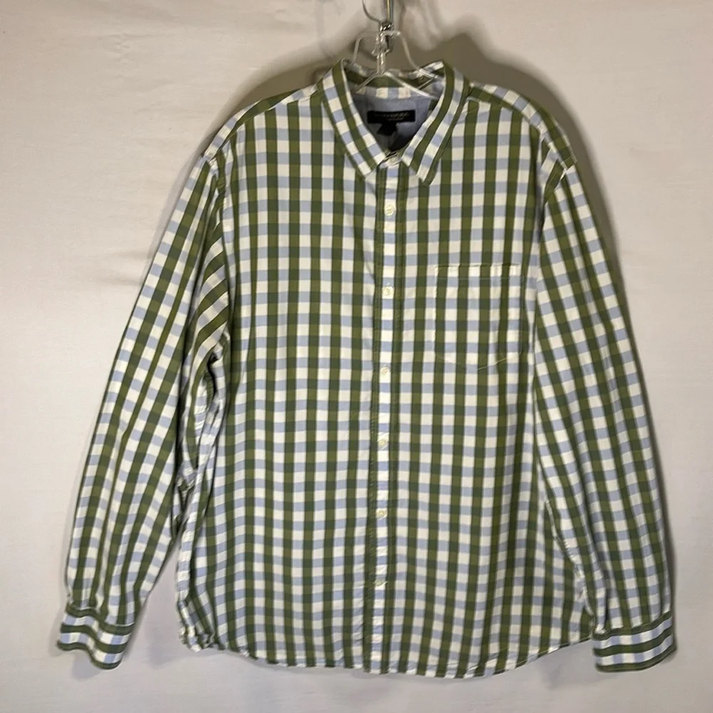 Banana Republic Green and Blue Button Up Shirt Men Size XL